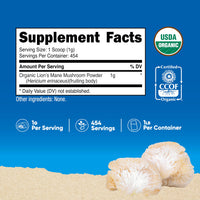 Thumbnail for Nutricost Organic Lion's Mane Mushroom Powder 1LB - Certified USDA Organic