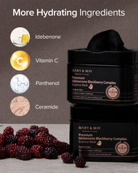 Thumbnail for Mary&May Premium Idebenone Blackberry Complex Essence Mask (20 Sheets) – Bamboo Charcoal Sheet, Daily Pull-Out Dispenser Korean Face Mask with Vitamin C, Panthenol & Ceramide for Hydrating Radiance
