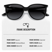 Thumbnail for Ray-Ban RB4378 Square Shape Sunglasses With Eyewear Kit Bundle - High Bridge Fit - Ideal Formal and Casual Wear Square Sunglasses