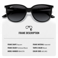 Thumbnail for Ray-Ban RB4378 Square Shaped Non-Polarized Sunglasses for Women – Includes Official RAYBAN Eyewear Kit – Ideal Formal & Casual Wear Sunglasses – Grey Gradient Lens