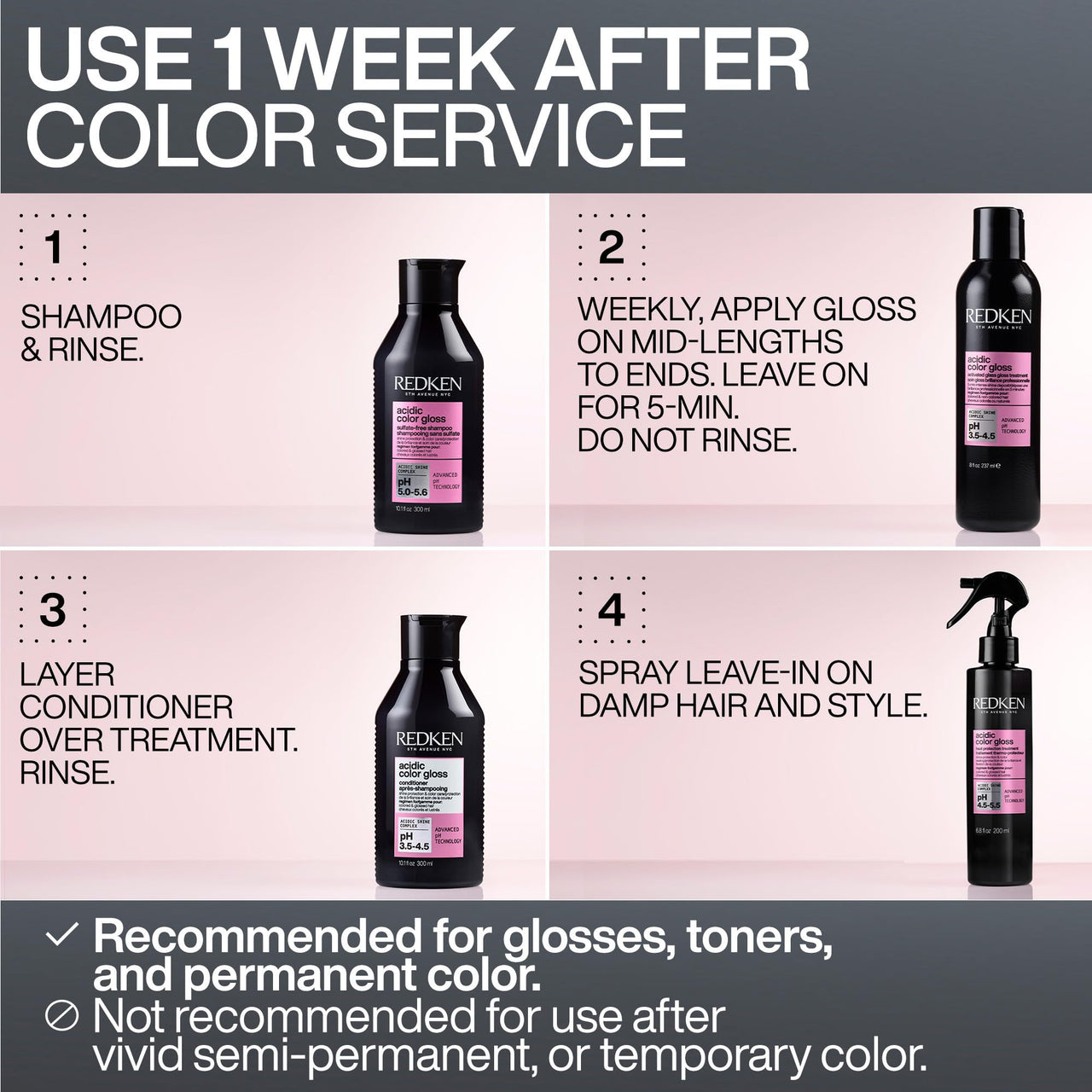 Redken Acidic Color Gloss Glass Gloss Treatment For Color-Treated Hair - Rinse Out Glossing Treatment, Intense Shine & Conditioning