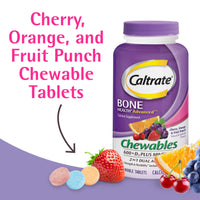 Thumbnail for Caltrate Chewables 600 +D3 Plus Minerals Calcium and Vitamin D, Sugar Free, Cherry, Orange and Fruit Punch, 155 count
