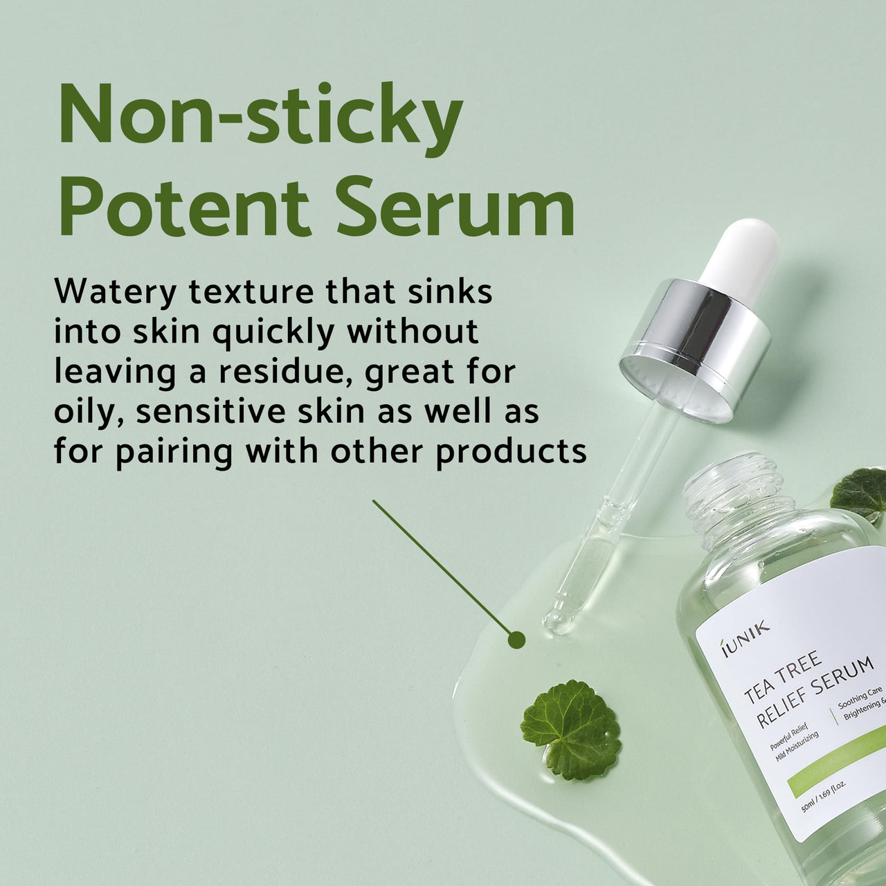 IUNIK Centella Calming Gel Cream & Tea Tree Relief Facial Serum Vegan Non-Sticky Moisturizing Blemish Care for Clear & Balanced Skin Soothing Calming Irritated & Acne-prone Skin Korean Skincare