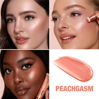 Thumbnail for Charlotte Tilbury Glowgasm Beauty Light Wand Liquid Highlighter Makeup - Soft-Focus Pink Highlighter & Blush for Cheeks - Pearlescent, Weightless Radiant Finish - Peachgasm