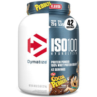Thumbnail for Dymatize x Cocoa Pebbles ISO100 Whey Protein Powder Isolate, 25g of Protein, 5.5g BCAAs, 120 Cal., Gluten Free, 1g Fat, 1g Sugar, 2g Carb (42 Servings)