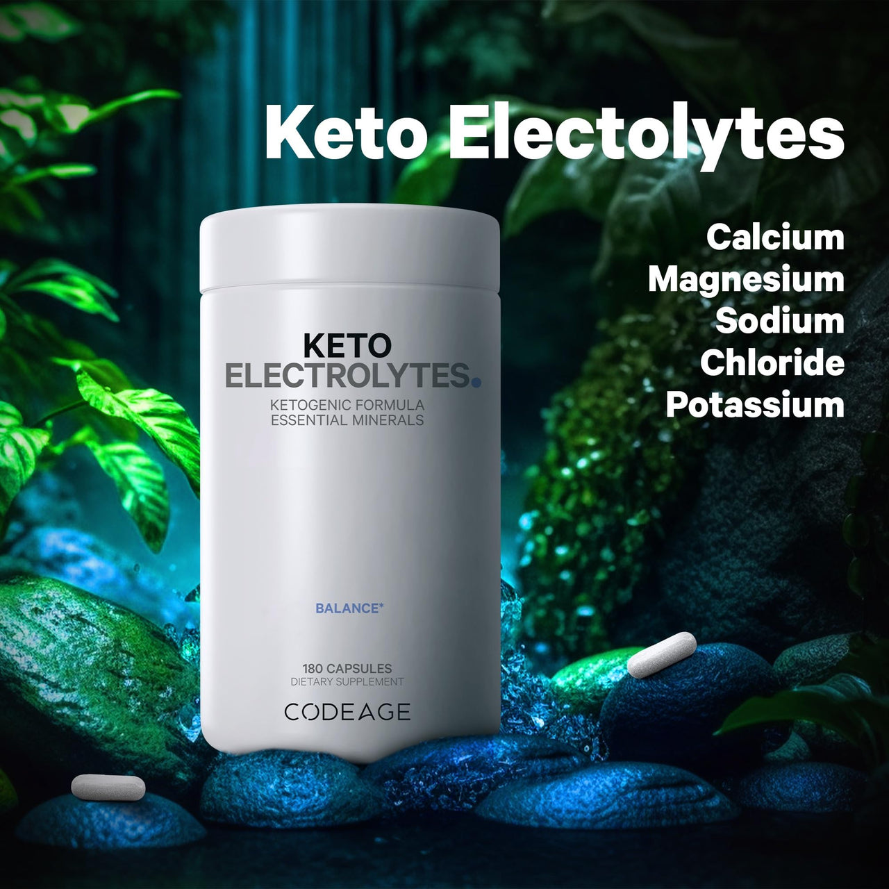 Codeage Keto Electrolytes Supplement – Vegan Electrolyte Tablets w Magnesium, Potassium, Calcium & Salt - Electrolyte Powder Salt Pills & Drink Hydration Supplements – Non-GMO, Keto Diet - 2 Pack