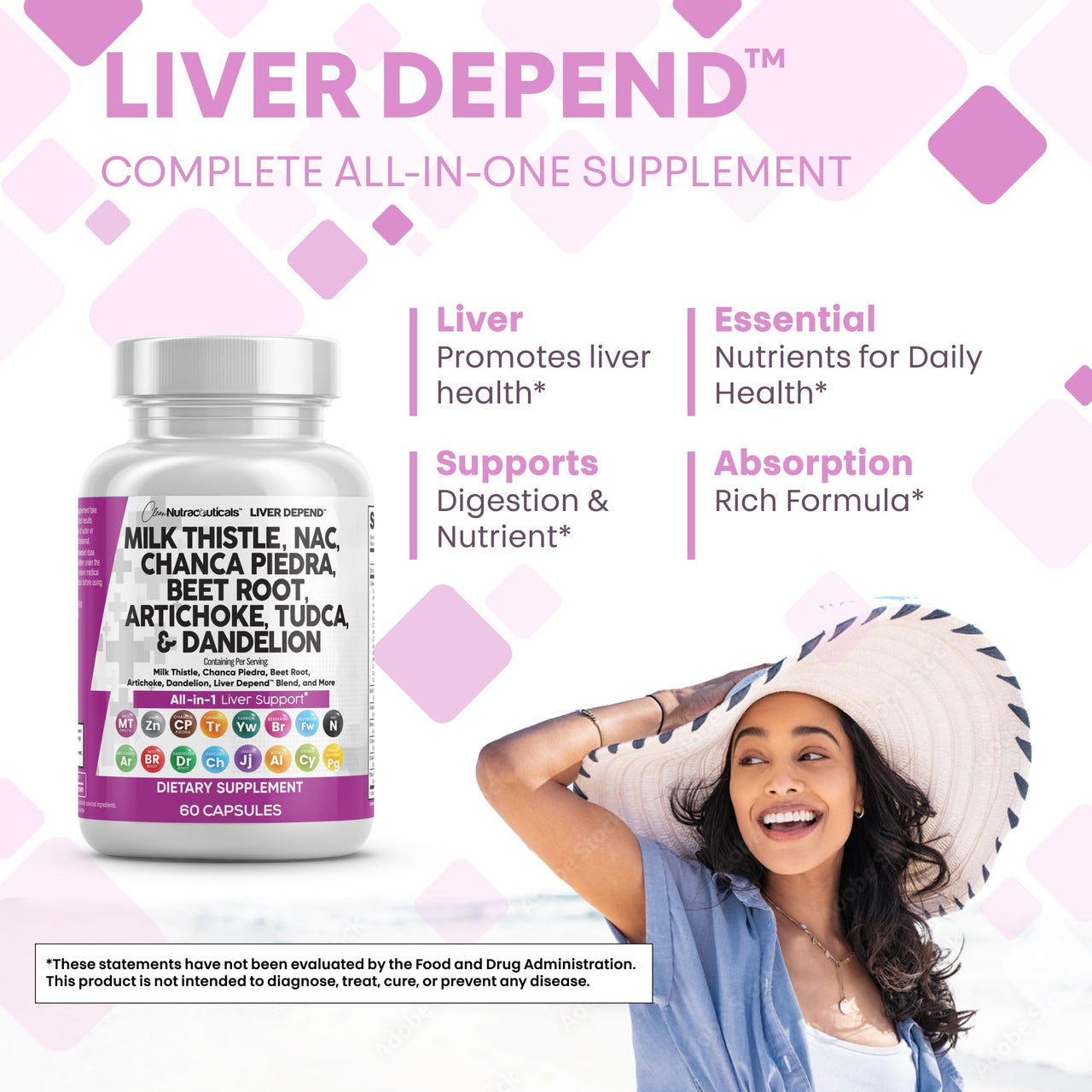 Clean Nutraceuticals Milk Thistle NAC Chanca Piedra Beet Root Artichoke Astragalus Dandelion Root - Liver Cleanse Detox & Repair Supplement Plus TUDCA Choline & Ginger - 1Pack