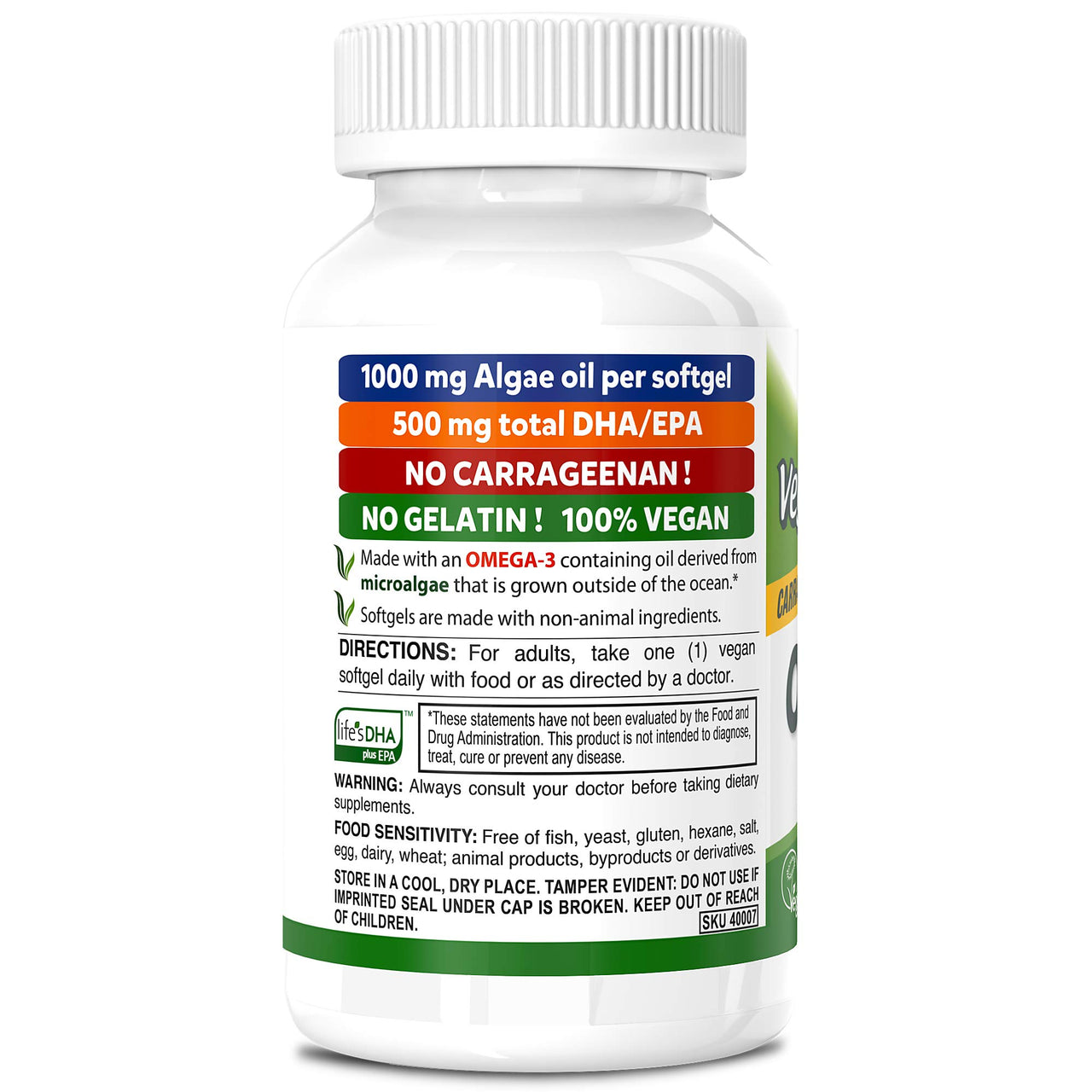 DEVA Vegan Omega-3 DHA-EPA 500MG – No Carrageenan, Non-Fish Oil Derived from Algae, Non-GMO, 60 Gelatin-Free Softgels