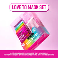 Thumbnail for Freeman Facial Love To Mask Variety Pack: Oil Absorbing Clay, Detoxifying Charcoal, Clearing Peel Off, Hydrating Gel Cream, Exfoliating Scrub (14 Piece Kit with Bonus Buffer and Headband)