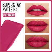 Thumbnail for Maybelline Super Stay Matte Ink Liquid Lipstick Makeup, Long Lasting High Impact Color, Up to 16H Wear, Pathfinder, Berry Pink, 1 Count, Packaging May Vary