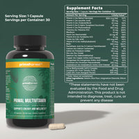 Thumbnail for Primal Harvest Primal Multivitamin - Daily Multi-Vitamin Supplement with 21 Essential Vitamins & Minerals for Women & Men - Vitamin A, C, D, E, B12, B6, Biotin, Folic Acid, Zinc, Copper & Selenium