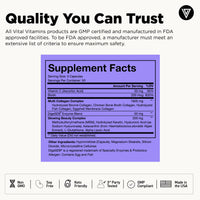 Thumbnail for Vital Vitamins Multi Collagen Capsules with Biotin, Hyaluronic Acid, Vitamin C - Type I, II, III, V, X Peptides - Collagen Supplements for Men & Women - Hair, Skin, Nails Beauty Complex - 150 Count