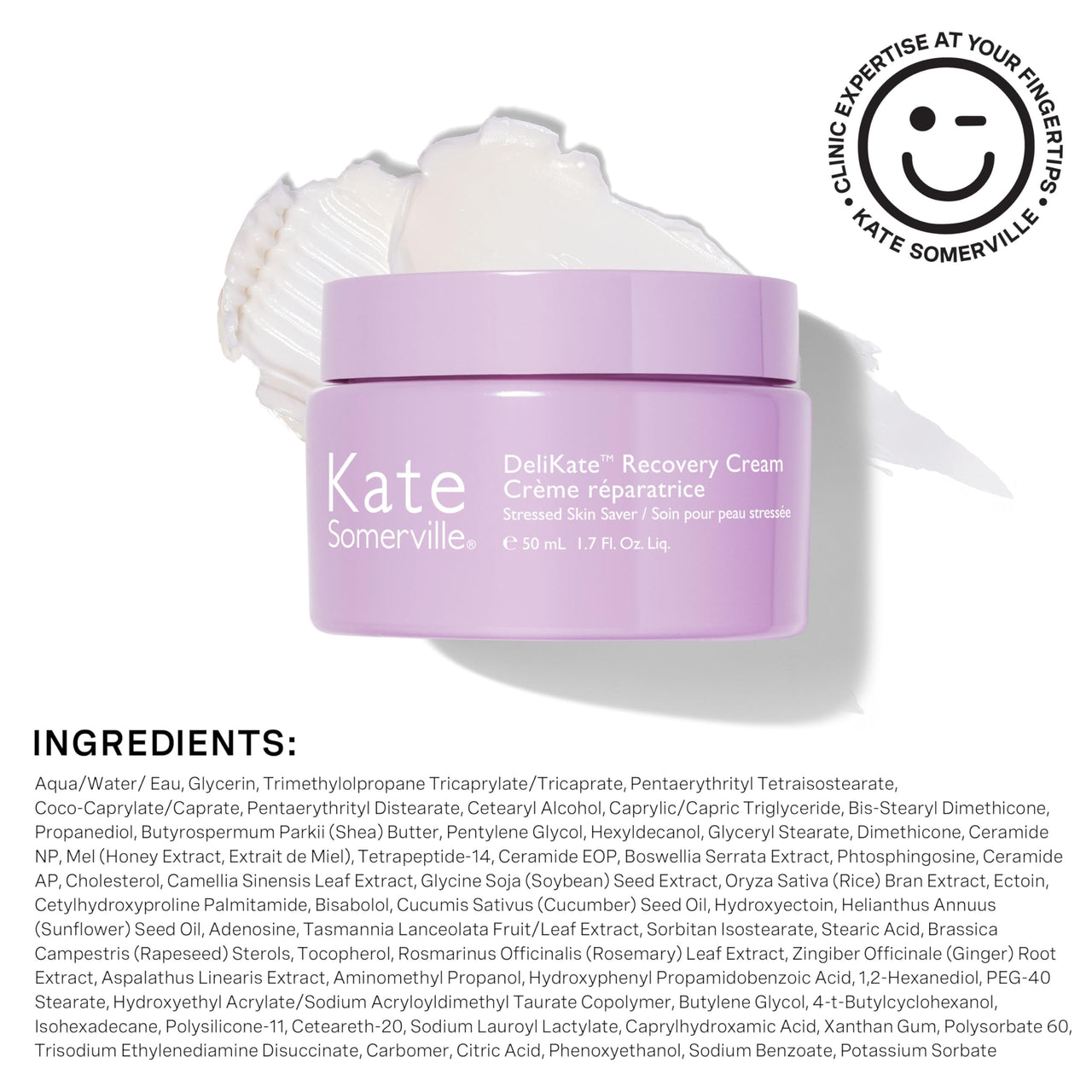 Kate Somerville DeliKate Recovery Cream – Clinically Formulated Hydrating Treatment – Irritation and Redness Relief for Stressed or Sensitive Skin, 1.7 Fl Oz
