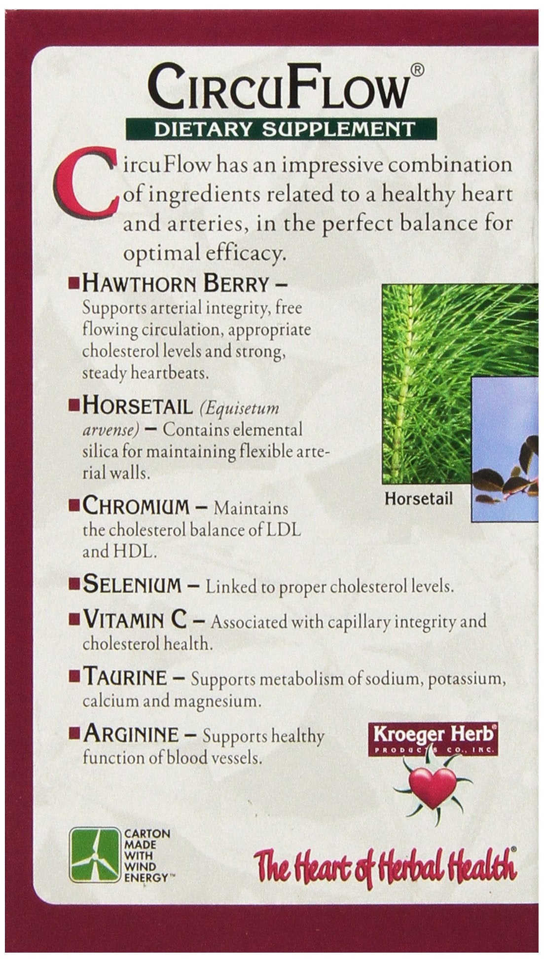 Kroeger Herb, Circu Flow, Holistic Heart Supplement and Circulation Health with Hawthorn Berry, Daily Circulation Supplement for Vascular Support with Hawthorn, Non-GMO, 270 Capsules, Made in USA