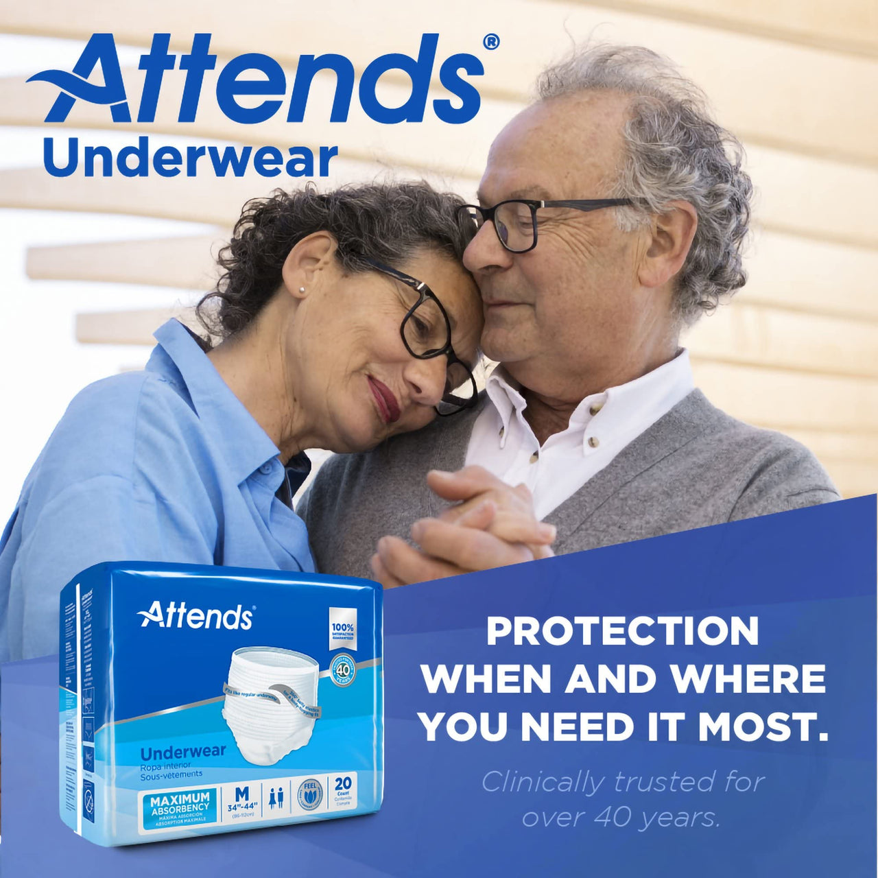 Attends Adult Absorbent Underwear, Medium [20 Count] - Maximum Absorbency for Men and Women - Disposable Pull-On Diapers with Tear-Away Sides and Breathable Waistband - AP0720