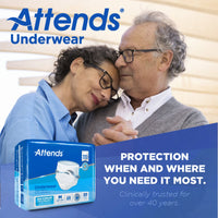 Thumbnail for Attends Adult Absorbent Underwear, Medium [20 Count] - Maximum Absorbency for Men and Women - Disposable Pull-On Diapers with Tear-Away Sides and Breathable Waistband - AP0720