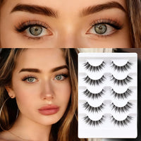 Thumbnail for Veleasha Lashes Wispy False Eyelashes 100% Handmade Eyelashes Natural Look Fake Lashes Lightweight Lashes with Soft Clear Band 5 Pairs Pack (G2)
