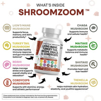 Thumbnail for Clean Nutraceuticals Lions Mane 20in1 Mushroom Supplement with Turkey Tail Reishi Cordyceps Chaga Maitake Meshima Poria Cocos Shiitake Oyster Porcini Enoki - 1 Pack