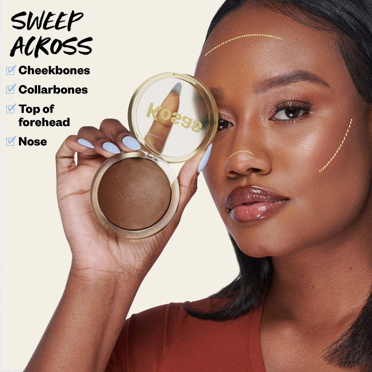 Kosas Sun Show Glowy Warmth Baked Bronzer - Contouring Powder for Cheekbones, Nose & Jawline - Enriched with Concentrated Fatty Acids - Talc-Free, Vegan & Hypoallergenic - Paradise