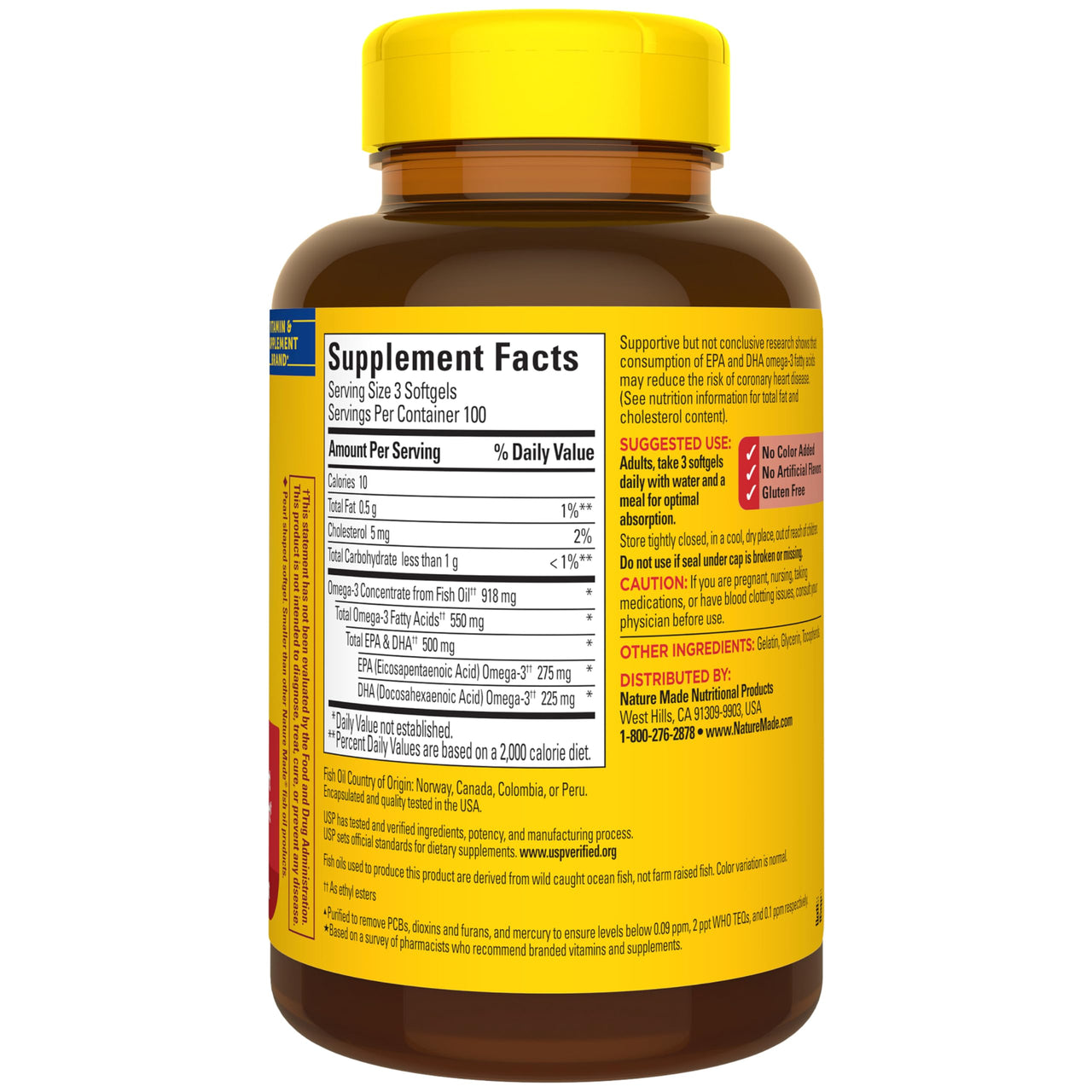 Nature Made Omega 3 Fish Oil Supplements, 550mg Per Serving, Fish Oil Omega 3 Supplements as Ethyl Esters for Healthy Heart Support, 300 Softgels, 100 Day Supply
