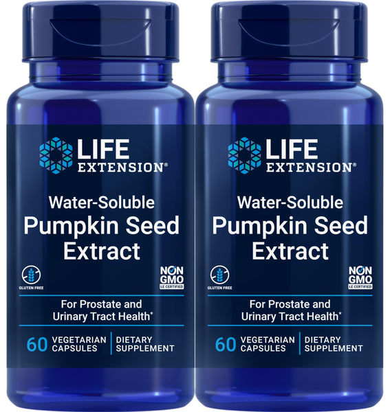 Life Extension Water-Soluble Pumpkin Seed Extract, 60 Vegetarian Capsules (Pack of 2)