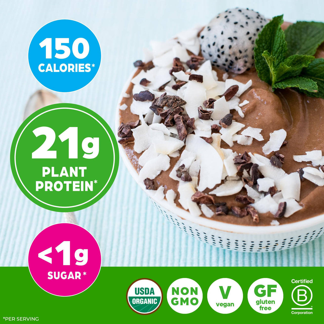 Orgain Organic Vegan Protein Powder, Creamy Chocolate Fudge - 21g Plant Protein, 6g Prebiotic Fiber, Low Carb, No Lactose Ingredients, No Added Sugar, Non-GMO, 10 Single Serve Individual Packets