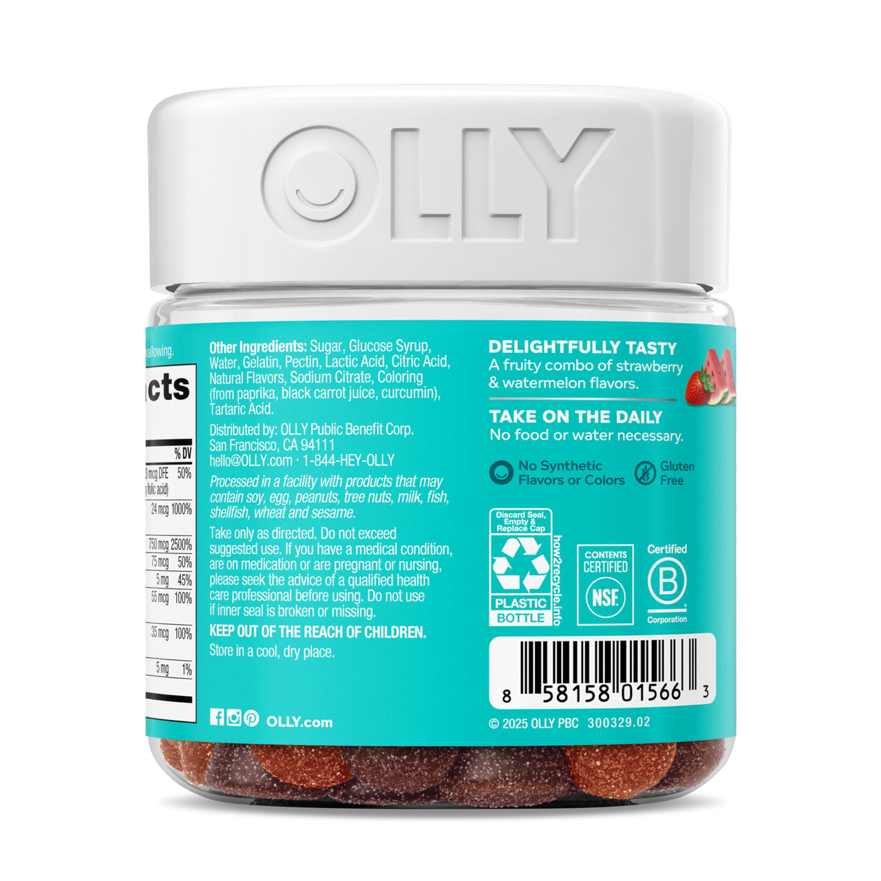 Olly Teen Girl Multi Gummy, Healthy Skin and Immune Support, 15 Essential Vitamins, Biotin, Zinc, Calcium, Chewable Multivitamin, Berry Melon, 35 Day Supply, 70 Count