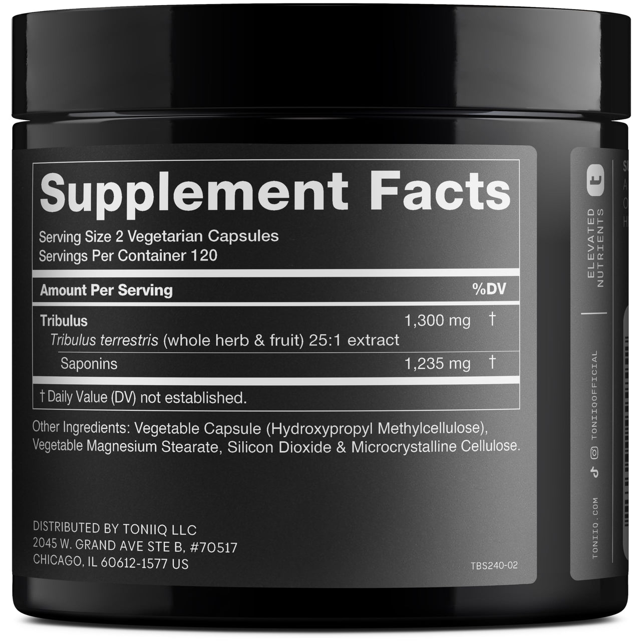 Toniiq Tribulus Terrestris for Men - Ultra High Potency 25:1 Extract with 95% Saponins - 1300mg Pure & Concentrated Formula - Third-Party Lab Tested for Purity & Quality - 240 Capsules