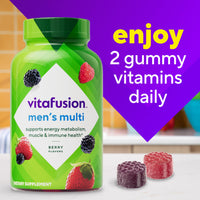 Thumbnail for vitafusion Adult Gummy Vitamin Supplement for Men, Berry Flavored, A, C, D, E, B6, B12, Daily, 120 Count, 60 Day Supply