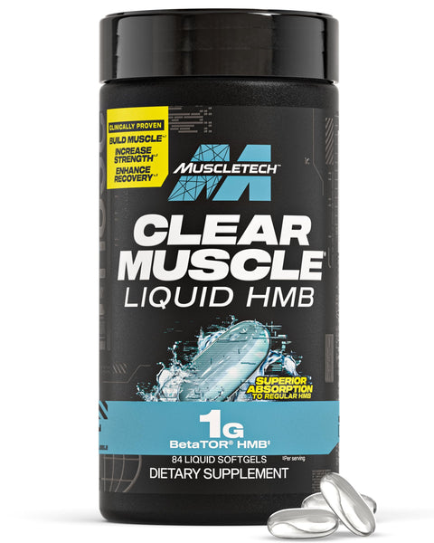 Muscletech HMB Supplements 1000mg, Clear Muscle (84 Liquid Softgels) - Highest Grade HMB for Lean Muscle & Recovery, HMB Free Acid Muscle Supplement, Help Decrease Muscle Breakdown, Packaging May Vary