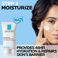 Thumbnail for La Roche-Posay Toleraine Skin Care Set, Double Repair Face Moisturizer 40ml & Hydrating Gentle Cleanser 400ml, Oil Free Moisturizer & Face Wash, Formulated with Niacinamide
