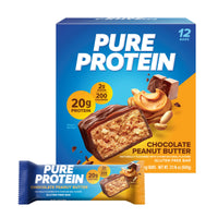 Thumbnail for Pure Protein Chocolate Peanut Butter Protein Bars – 20g Protein, 3g Sugar, 190 Calories (12 count) Low Sugar* High Protein Snack - Gluten Free - Perfect for a Healthy Snack