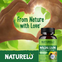 Thumbnail for NATURELO Magnesium Glycinate Chelate Complex - 200 mg Magnesium with Organic Vegetables to Support Sleep, Calm, Muscle Cramp & Stress Relief - Gluten Free, Non GMO - 120 Capsules