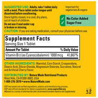 Thumbnail for Nature Made Vitamin B12 1000 mcg, Easy to Take Sublingual B12 for Energy Metabolism Support, 50 Sugar Free Fast Dissolve Tablets, 50 Day Supply