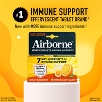 Thumbnail for Airborne Immune Support Effervescent Tablets, Zesty Orange Flavor - 10ct with 1000mg Vitamin C + Vitamins A, D, E, Zinc, Selenium, Manganese & Herbal Blend - Sugarâ€‘Free, Glutenâ€‘Free
