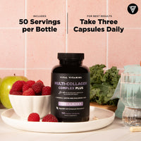 Thumbnail for Vital Vitamins Multi Collagen Capsules with Biotin, Hyaluronic Acid, Vitamin C - Type I, II, III, V, X Peptides - Collagen Supplements for Men & Women - Hair, Skin, Nails Beauty Complex - 150 Count