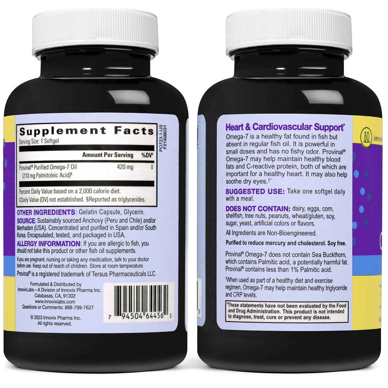 InnovixLabs Purified Omega 7 Supplement - 210 mg Omega-7 Palmitoleic Acid, Fish Oil for Metabolism & Triglyceride Support, Essential Fatty Acids, IFOS Approved, 30 Softgels