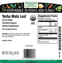 Thumbnail for Frontier Herb Bulk Yerba Mate Leaf Organic Cut and Sifted, 1 Pound