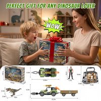 Thumbnail for EKU Dinosaur Toys Truck with 10 Sounds, Transport Trailer, Capture Clamp and Net, 15ft Launch, Cage, T Rex, Human, Christmas Birthday Gifts for Jurassic World Adventure Dino Rescue Kids 3+