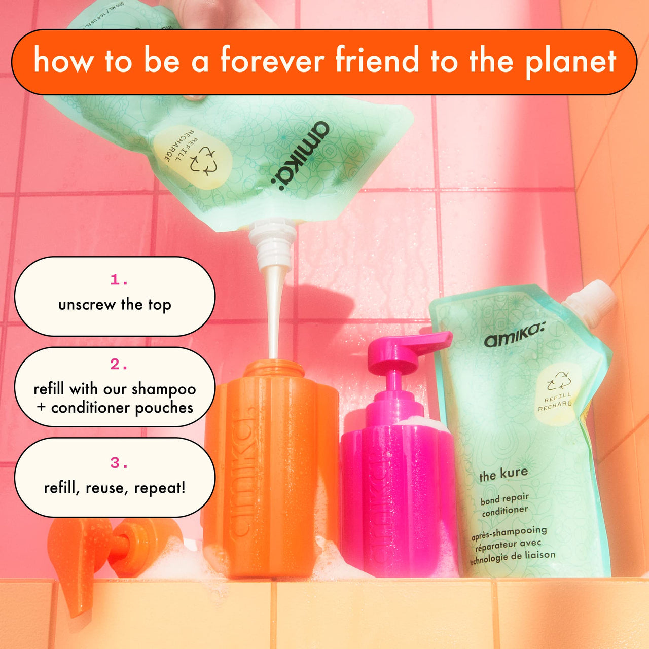 amika forever friend tritan refillable bottle
