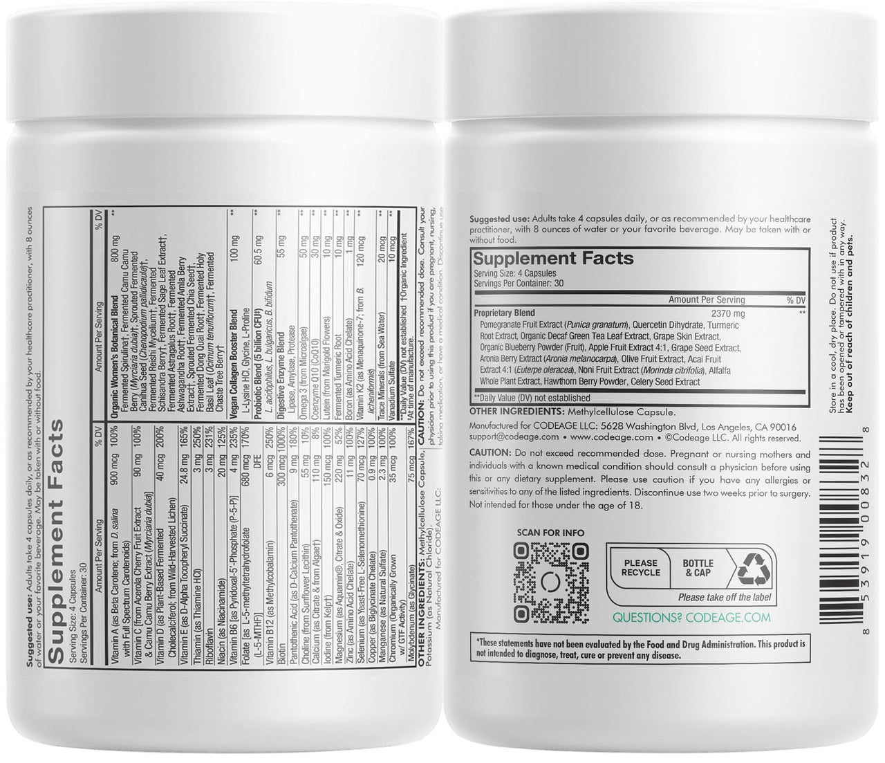 Codeage Immune Support Multivitamin for Women + Antioxidants Bundle