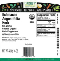 Thumbnail for Frontier Co-op Organic Echinacea Angustifolia Herb, 1lb Bulk Bag - Cut and Sifted, Dried - Ideal for Echinacea Root Tea and Herbal Uses, Kosher