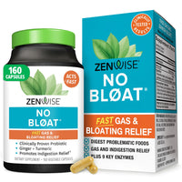 Thumbnail for Zenwise Health No Bloat Digestive Enzymes for Gut Health, Gas & Bloating Relief - Multi Enzymes Digestion Supplement with Probiotics, Ginger, Turmeric Dandelion & Lactase - Men & Women - 160 Count