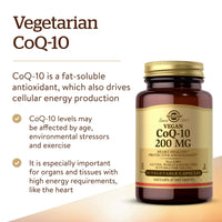 Thumbnail for Solgar Vegetarian CoQ-10 200 mg, 30 Vegetable Capsules - Heart Healthy, Protective Antioxidant - Coenzyme Q10 (CoQ-10) Supplement - Vegan, Gluten Free, Dairy Free, Kosher - 30 Servings