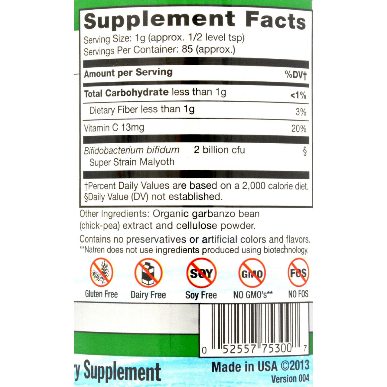 Natren, Bifido Factor Dairy Free, 3 Ounce
