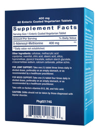 Thumbnail for Life Extension Same, S-Adenosyl-Methionine, 400 mg, Best-Selling Mood Health, Liver Health and Joint Support Supplement, Non-GMO, Vegetarian, Gluten Free, 60 enteric-Coated Tablets