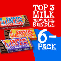 Thumbnail for Tony's Chocolonely - Top 3 Milk Chocolate Bundle - Belgium Chocolate Bar, No Artificial Flavoring, Made From Fairtrade & B Corp Certified - 6.35 Oz, 6 Bars