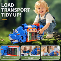 Thumbnail for LUCKFUTURE Dinosaur Truck Toy, Blue Triceratops with Projectile Launcher - Shoots Vehicles, Dino Toy Truck with Storage for Children 3-7