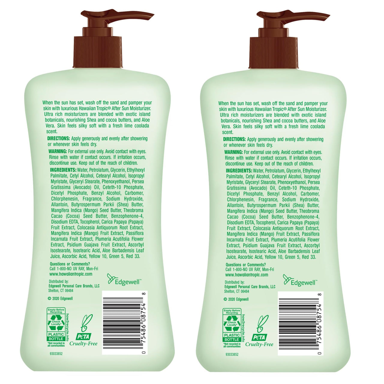 Hawaiian Tropic Lime Coolada After Sun Lotion | After Sun Care, Skin Care, Daily Moisturizing Lotion with Aloe, Cocoa Butter & Shea Butter, 16 Fl Oz each Twin Pack