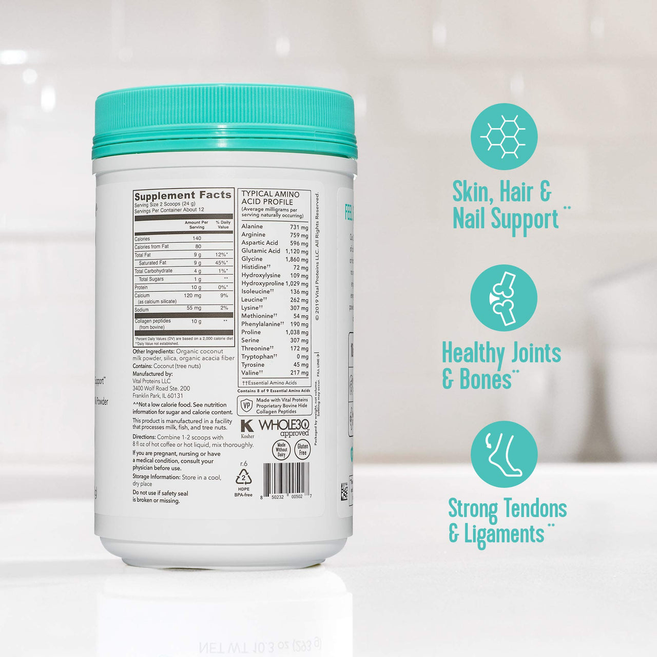 Vital Proteins Collagen Coffee Creamer, Non Dairy & Low Sugar Powder with Collagen Peptides Supplement - Supporting Healthy Hair, Skin, Nails with Energy-Boosting MCTs - Coconut 10.3oz